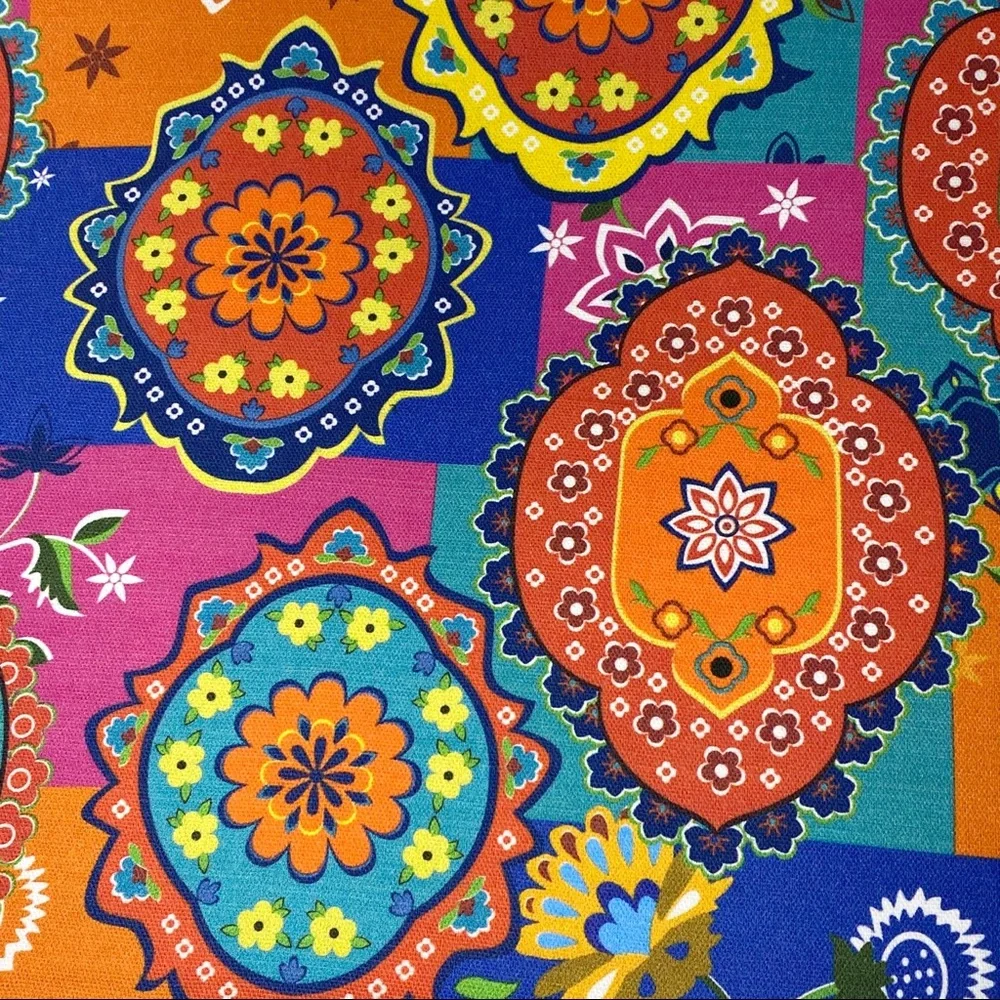 Bright Colorful Paisley Floral Patchwork Print Placemats Set of 4 NEW